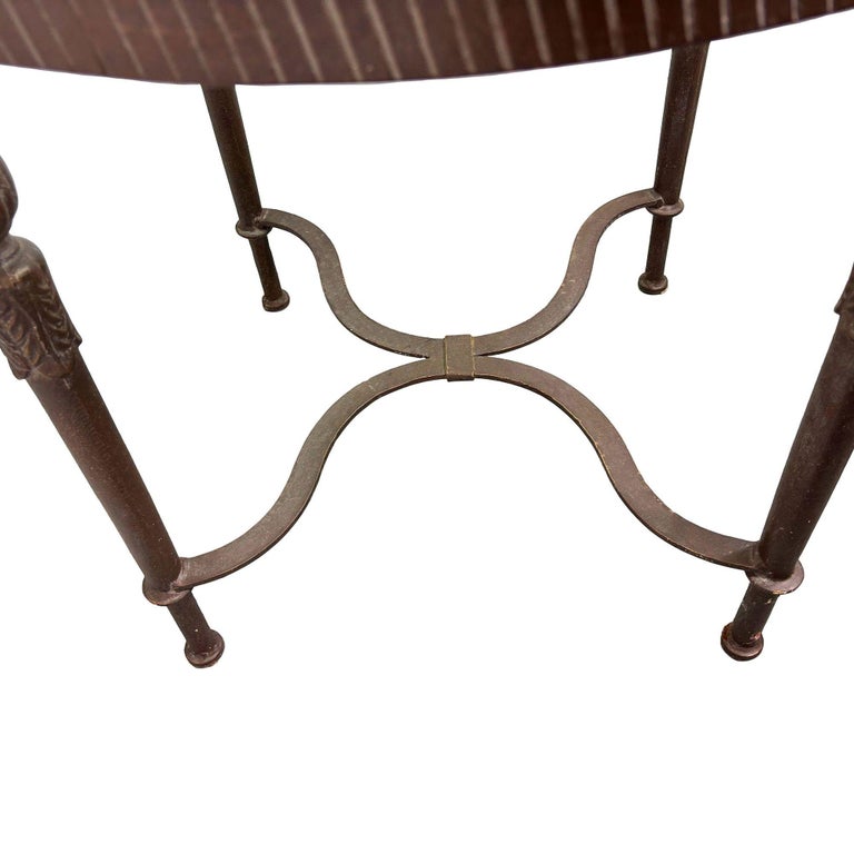 Louis XVI High Style Bronze Accent Table w/ Round Glass Top