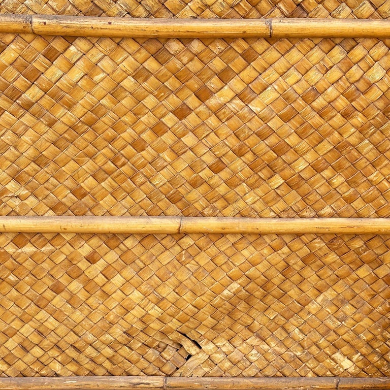 Art Deco 9' Foot X 6' Foot Rattan & Woven Wicker Wall Divider Screen