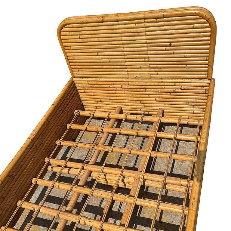 Restored Art Deco 15-Strand Stacked Rattan Bed TWIN Bed Frame Headboard, 2 Avail
