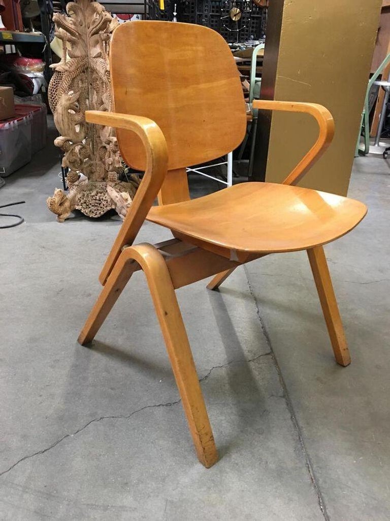Midcentury Thonet Bent Plywood Armchairs by Joe Atkinson, Set of 5