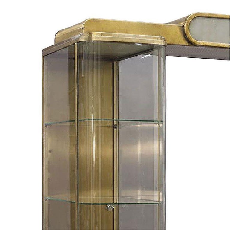 Rare Streamline Art Deco Brass & Oak Double Tower Display Case by Parker Pens