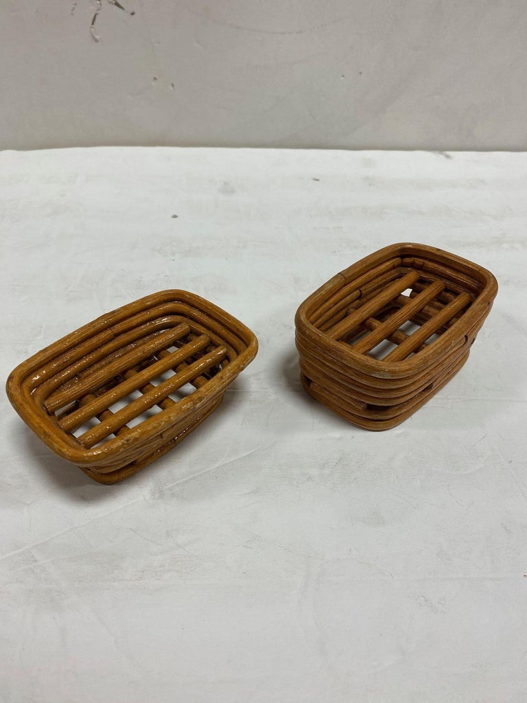 Paul Frankl Style Salesman Sample Miniature Rattan Livingroom Set, 1950