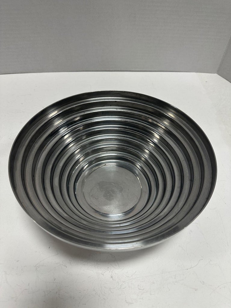 1980's Vintage Post Modern Stainless Steel Devo Maya Bowl Pewtertone by Mann