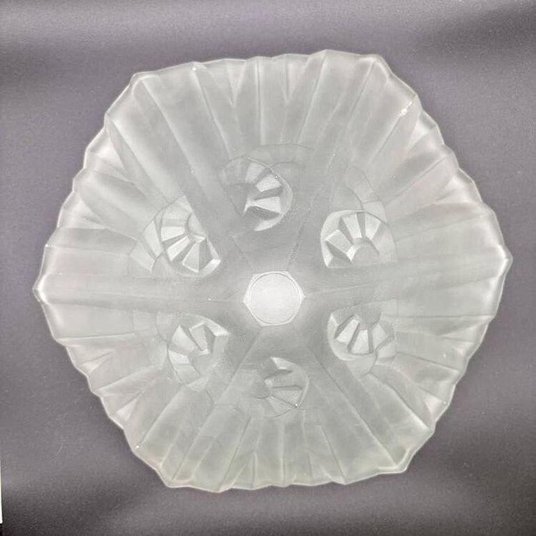 Rare French Art Deco CW Vianne Globe Opulent Frosted Lamp Shade