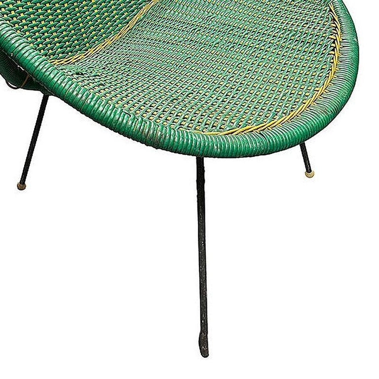 MCM Sam Avedon Styled Iron Outdoor/Patio Saucer Chair w/ Nylon Weaved Seat, Pair