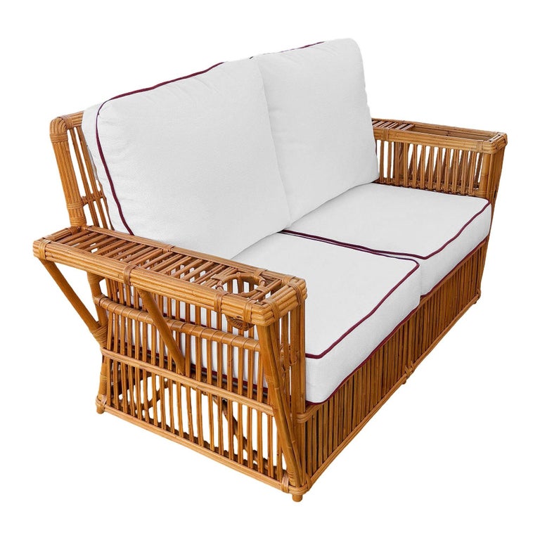 Deco Style "Presidents" Stick Reed Rattan Nantucket Sofa/Lounge Living Room Set