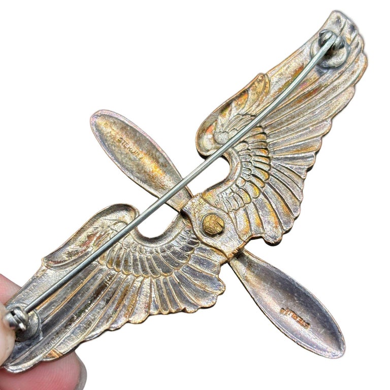 WWII USA Air Corps Force Sterling Silver Brooch Pin Badge by Meyer