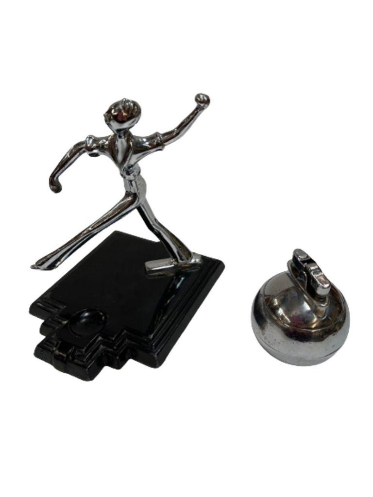 Art Deco Ball Player Table Table Lighter with Base by Ronson