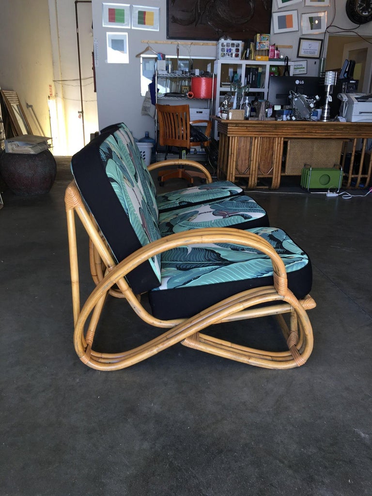 Ficks Reed Restored Three-Strand "S-Arm" Rattan Sofa & Lounge Living Room Set