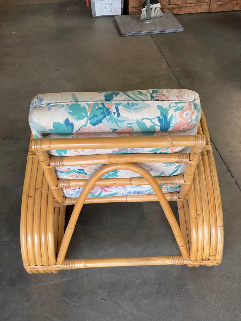 Restored Mid Century 5-Strand Reverse Pretzel Rattan Lounge Chair