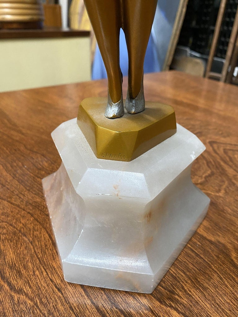 Neo Art Deco Copper-Tone Female Dancer Statue Dancer by Biess
