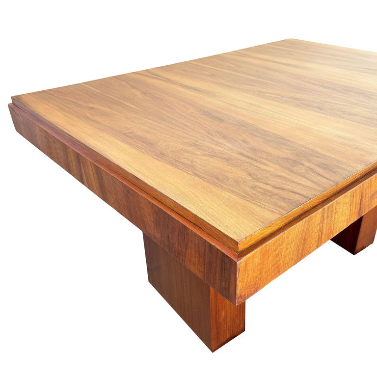 Art Deco Geometric Walnut Dining Table Desk Inspired by Charles Dudouyt