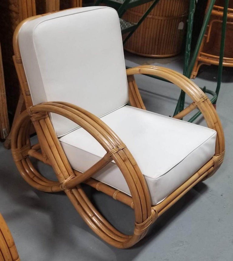 Restored Rattan Three-Strand Full Pretzel Lounge Chair and Three-Seat Sofa Set