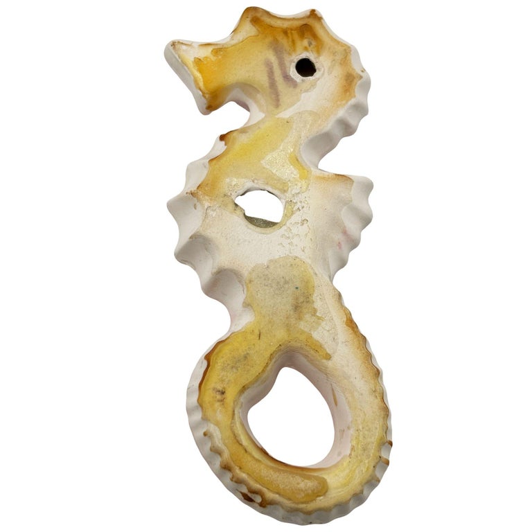 MCM Ceramic Angel Fish & Seahorse 3 Piece Wall Sculpture Set by Freeman Mcfarlin