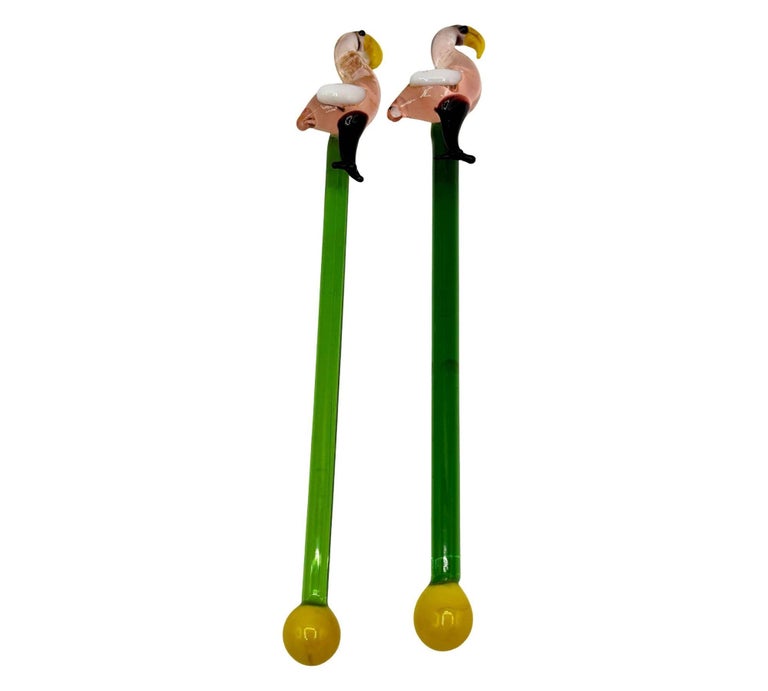 21 Piece Mid-Century Tropical Hula Girl & Flamingo Cocktail Swizzle Sticks