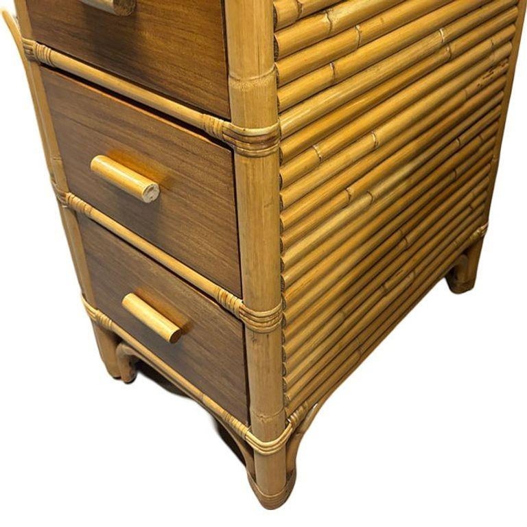 Restored Bespok Vertically Stacked Rattan Writing Desk w/ Mahogany Top