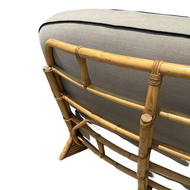 Restored 4 Person Curved Stacked Rattan Sectional Sofa