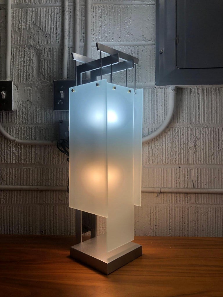 George Kovacs Architectural Aluminum Table Lamp - Pair
