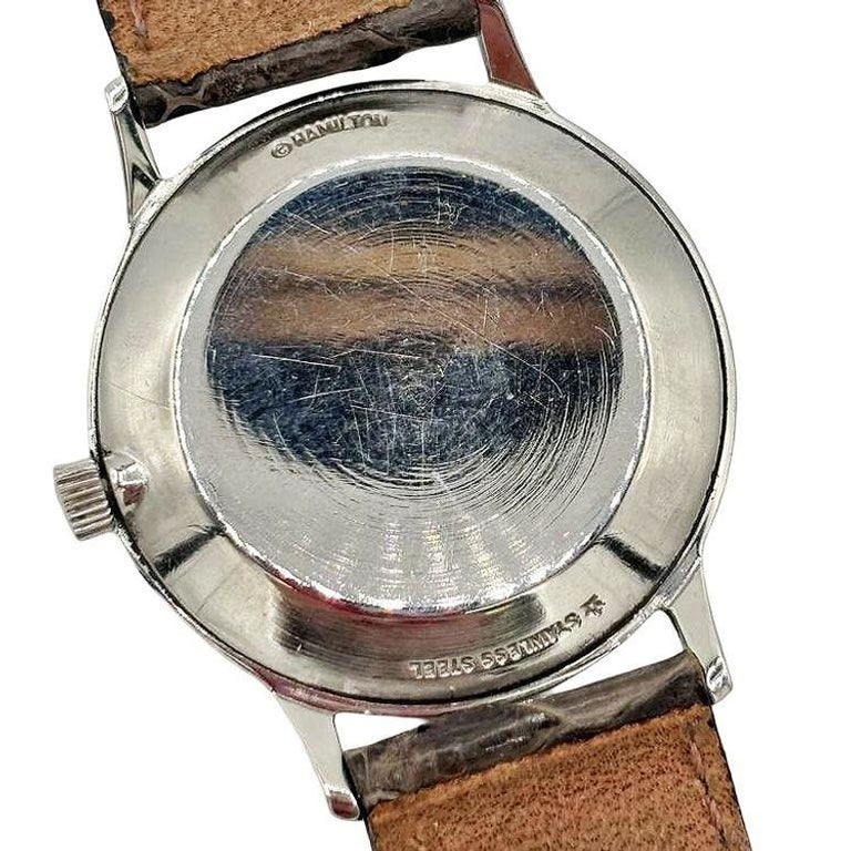 1950 Hamilton Thin-O-Matic Wristwatch w/ Black Dial on Leather Band