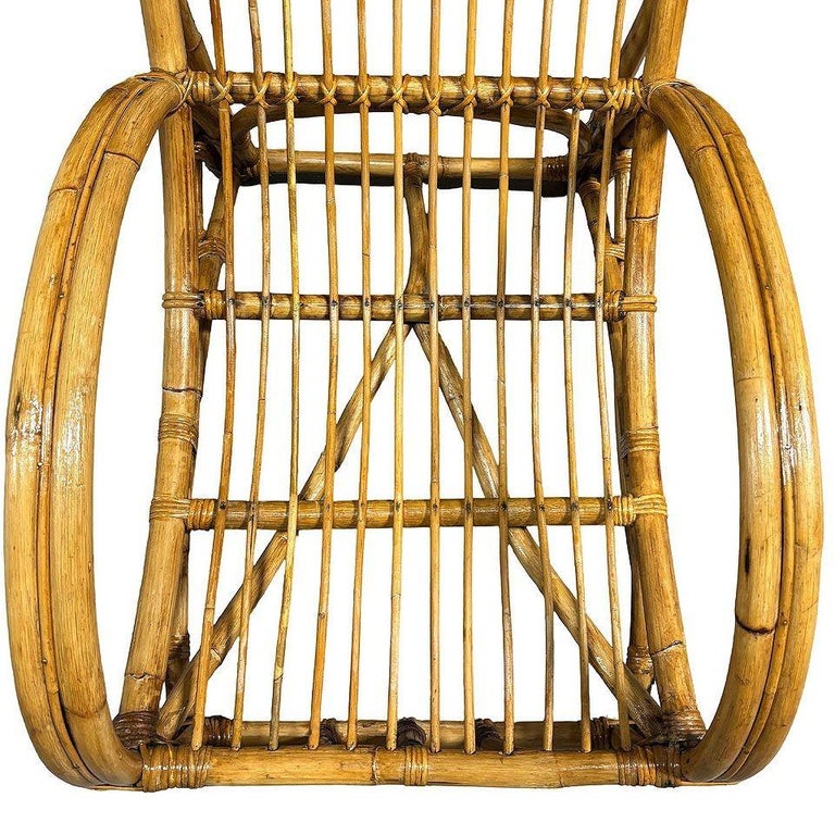 Restored MCM Rattan Double-Strand Half Moon Arm Lounge chair