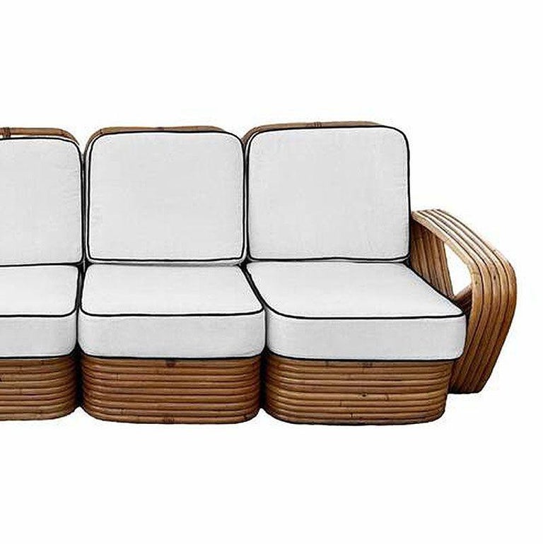 Restored Paul T Frankl Style Rattan 5-Strand Square Pretzel 5-Seat Sectional