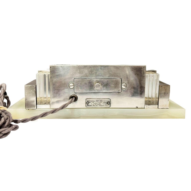 1930 Art Deco Silver Plate & Marble Model 975 Digital Mantel Clock by Lawson