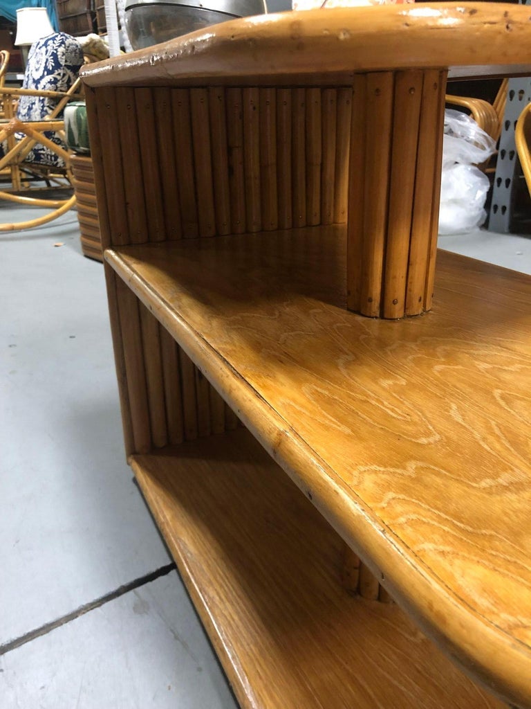 Restored Rattan Six Strand Square 3/4 Pretzel Livingroom Sofa and Chairs Set