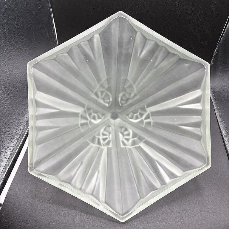 Rare French Art Deco CW Vianne Globe Opulent Frosted Lamp Shade