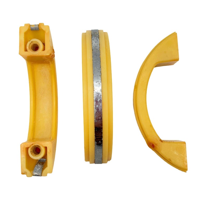 Art Deco Bright Yellow Bakelite Drawer Pulls w/ Chrome Strip, Set of 6