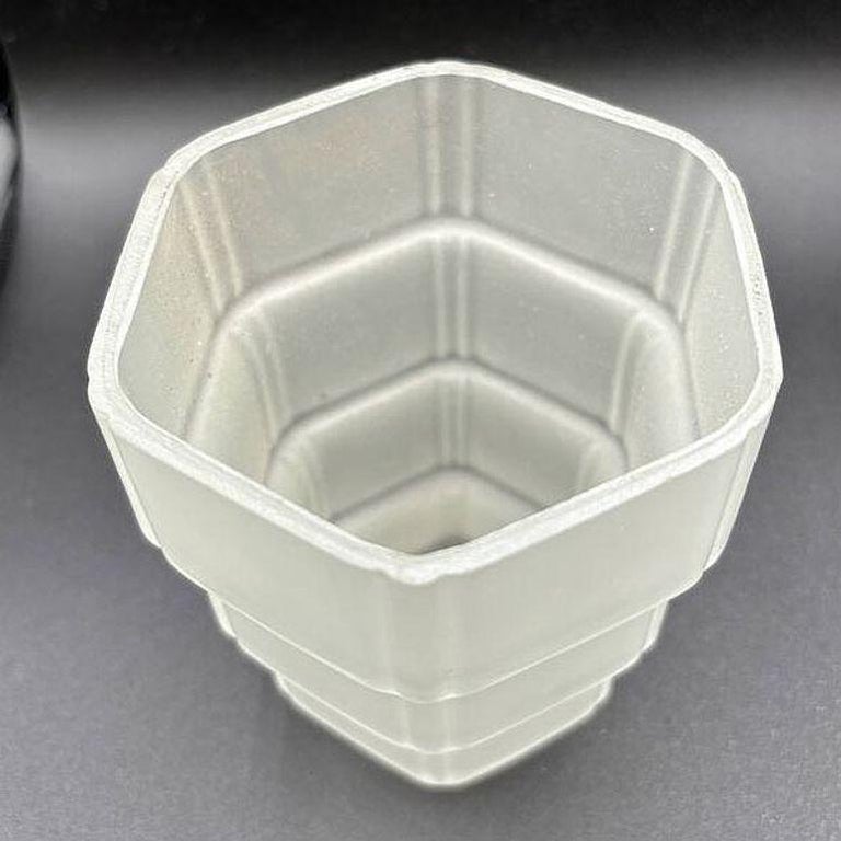 French Stepped Art Deco Frosted Glass Ceiling Shade by Vianne