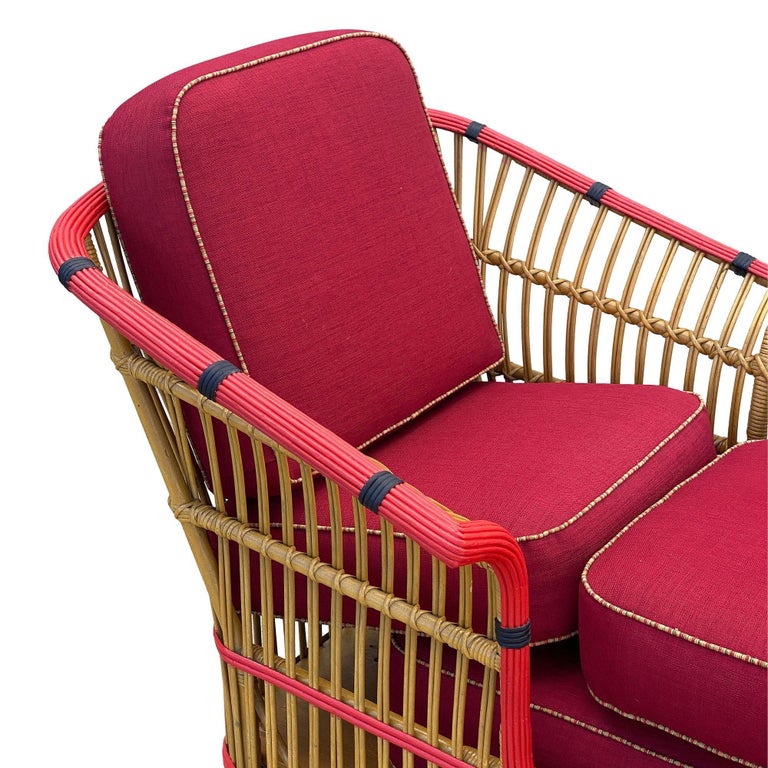 Restored Stick Reed Rattan "President" Chaise Lounge