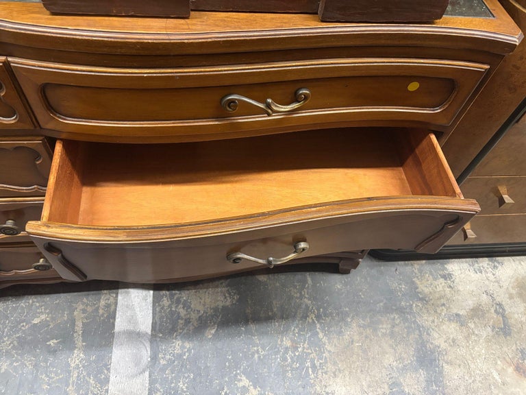 Antique French Provincial Dresser with Mirror Top by RWAY