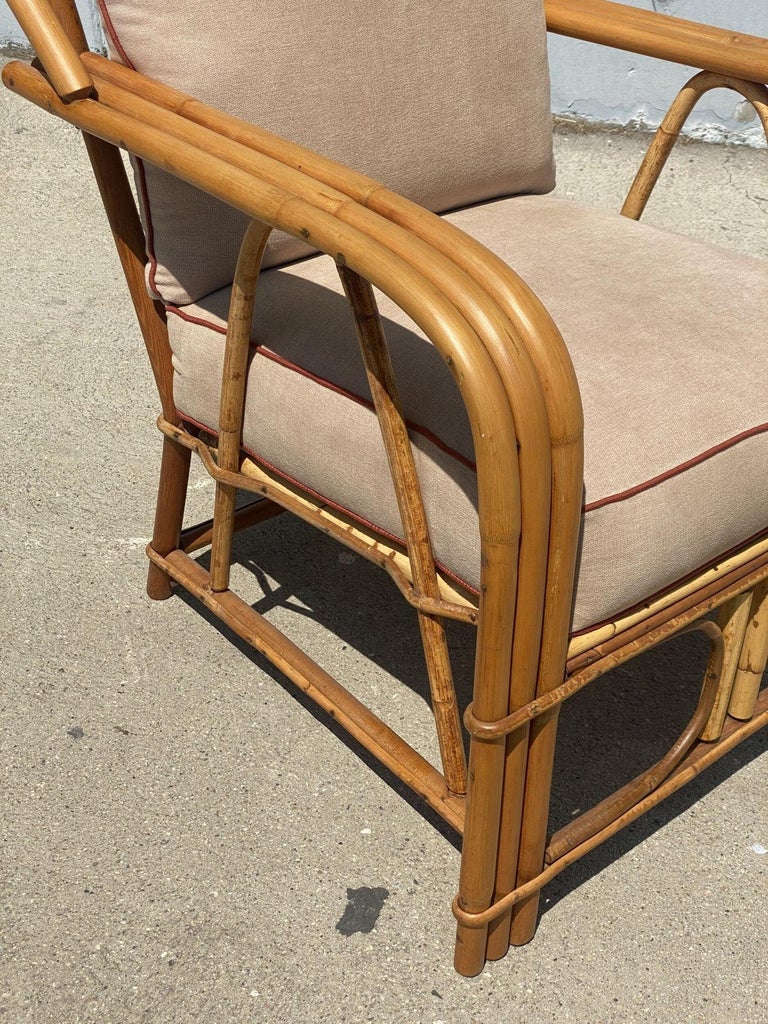 Restored "1949er" Rattan 3-Strand Lounge Chair by Heywood Wakefield