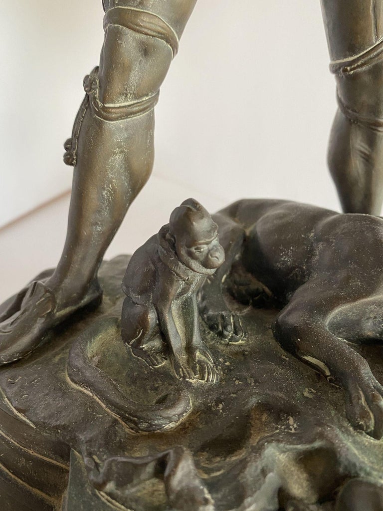 Victorian Bronze Jester Sculpture by After Alfred Barye, France 1860