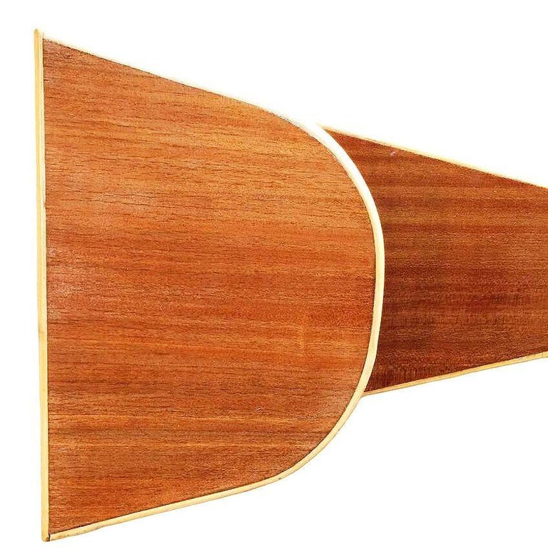 Restored Mid-century 3-Tier Wedge Side Lamp Table w/ Mahogany Tops