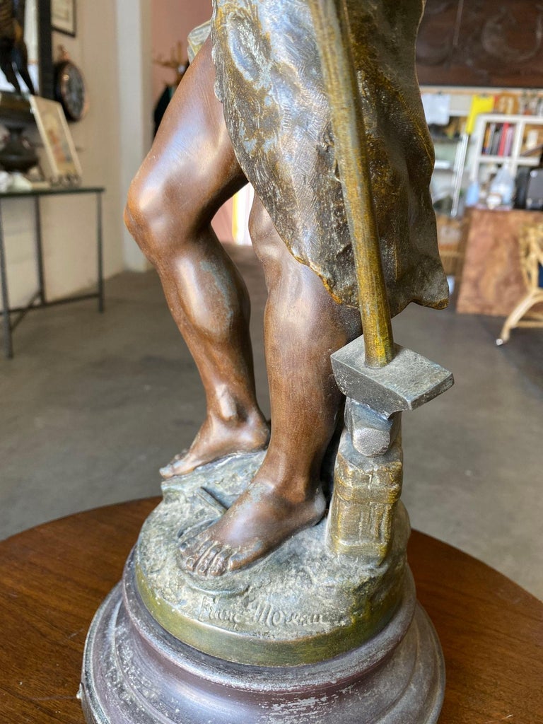 French "Le Travail" Hammership Spelter Sculpture by Francois Moreau, Circa 1900