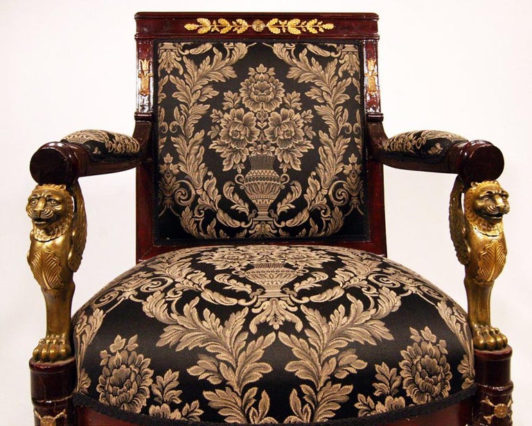 French Federal EmpireStyle Victorian Cherry Wood Armchairs, Set of Four