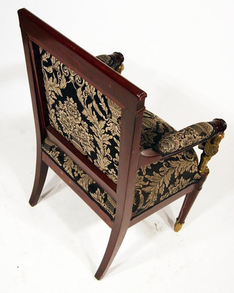 French Federal EmpireStyle Victorian Cherry Wood Armchairs, Set of Four