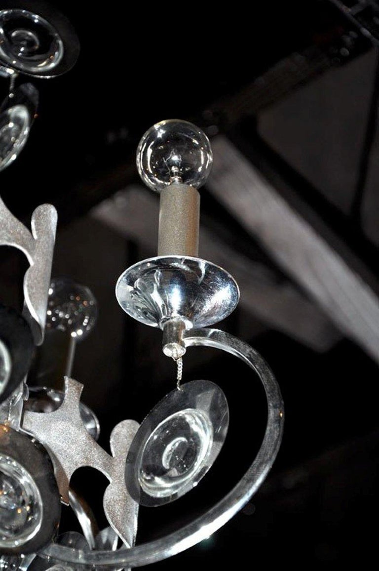 Rare 1960's Gaetano Sciolari Chrome and Beaded Crystal Chandelier
