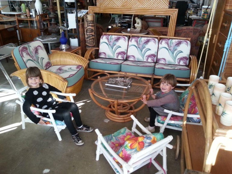 Ficks Reed Restored Vintage Complete Rattan Children's Living-Room Set