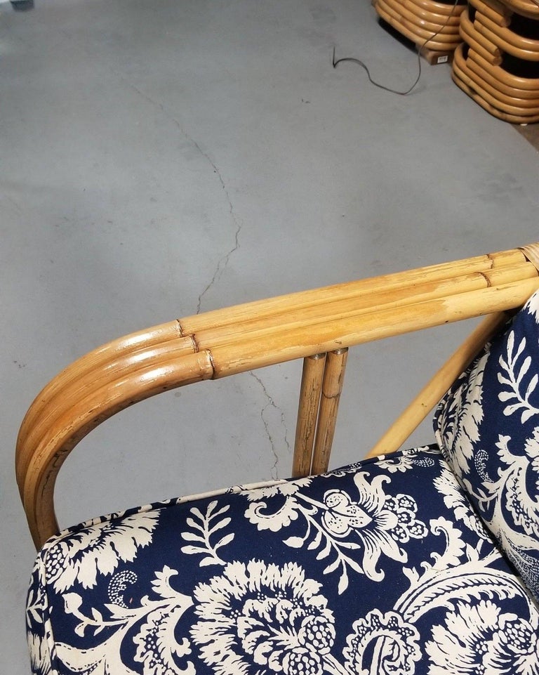 Restored Arch Arm Rattan Loung Chair & Sofa Living Room Set w/ Ottoman