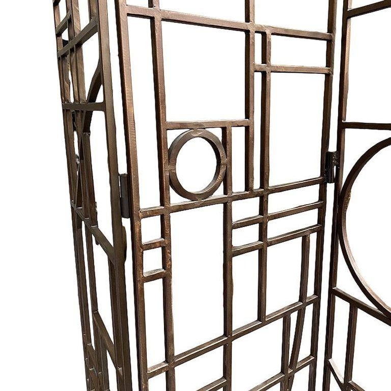 Post Modern Copper Tone Geometric Folding Room Divider by Robert Sonneman