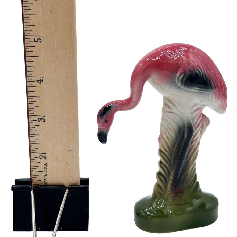 Mid-century California Pottery Ceramic On The Prowl Pink Flamingo Figurine
