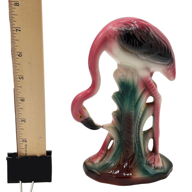 Atomic California Pottery Ceramic Grazing Tropical Pink Flamingo Figurine Statue