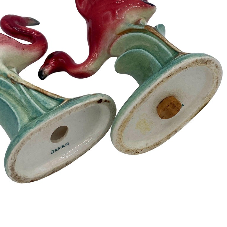 Mid-century Flying Flamingo Ceramic Salt & Pepper Shaker Set, Japan