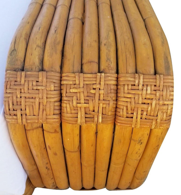 Original Historic Hand Made 9 Strand Square Pretzel Rattan Sofa By Paul T Frankl