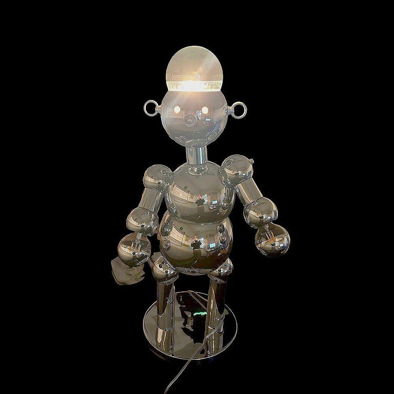 1975 Post-Modern Chrome Bubble Ball Robot Table Lamp by Torino Lamps