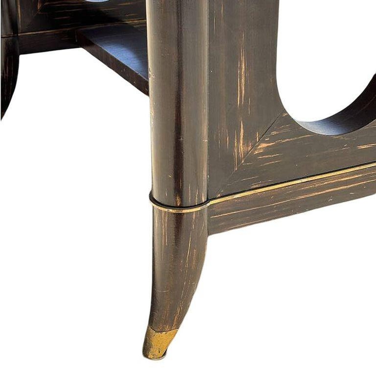 Atelier Leleu Style French Art Deco Macassar Ebony Dining Table w/ Brass Access