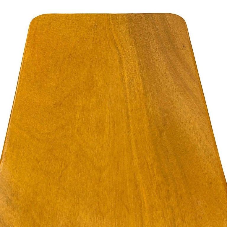 Restored Mid-century Stacked Rattan Coffee Table w/ Mahogany Top