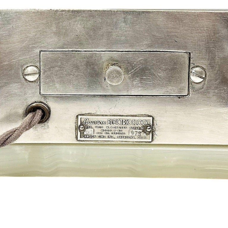 1930 Art Deco Silver Plate & Marble Model 975 Digital Mantel Clock by Lawson